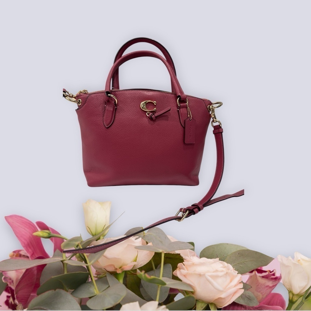 Coach Remi Satchel Pink Pebbled Leather Zipper Closure Shoulder Bag - Picture 6 of 13